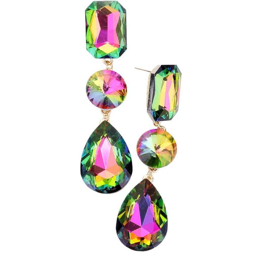 Chunky Multi Faceted Crystal Rhinestone Earrings